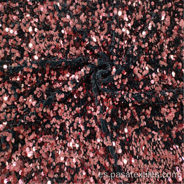 2021 nueva tela de lentejuelas de terciopelo rojo oscuro